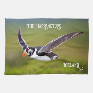 Iceland Puffin Custom Name Kitchen Towel