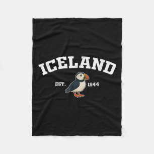 Iceland Puffin Vintage Icelandic Souvenir Fleece Blanket