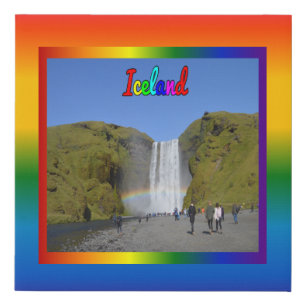 Iceland Rainbow Waterfall   Faux Canvas Print
