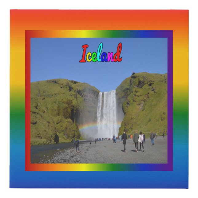 Iceland Rainbow Waterfall   Faux Canvas Print (Front)