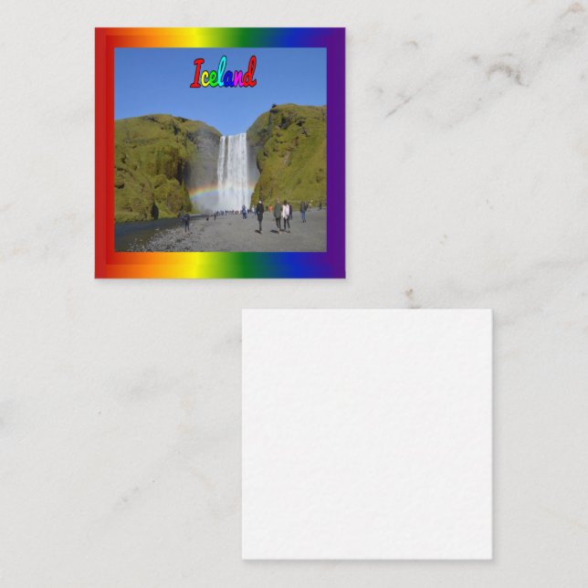 Iceland - Rainbow Waterfall Note Card (Front/Back)