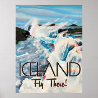 Iceland Retro Landscape Travel Poster