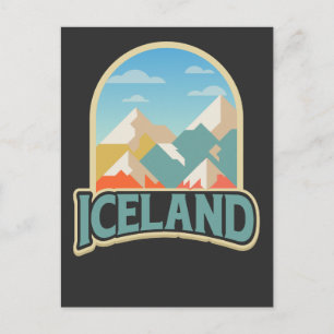 Iceland Retro Vintage Gift Hiking Lover mountains Postcard