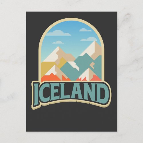 Iceland Retro Vintage Gift Hiking Lover mountains Postcard