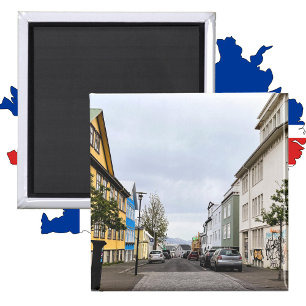 Iceland Reykjavik City Street Color Photo Magnet