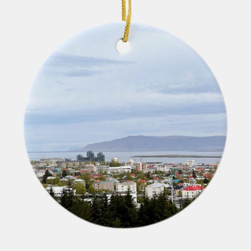 Iceland Reykjavik Cityscape Esja Photo Ceramic Ornament