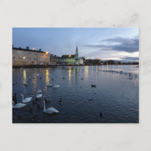 Iceland - Reykjavik - Lake at Dusk Postcard