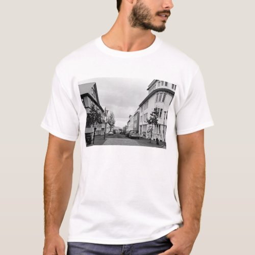 Iceland Reykjavik Street Scene Black and White  T_Shirt