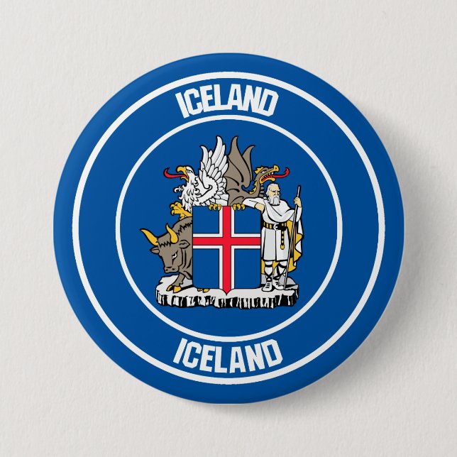 Iceland Round Emblem Button (Front)