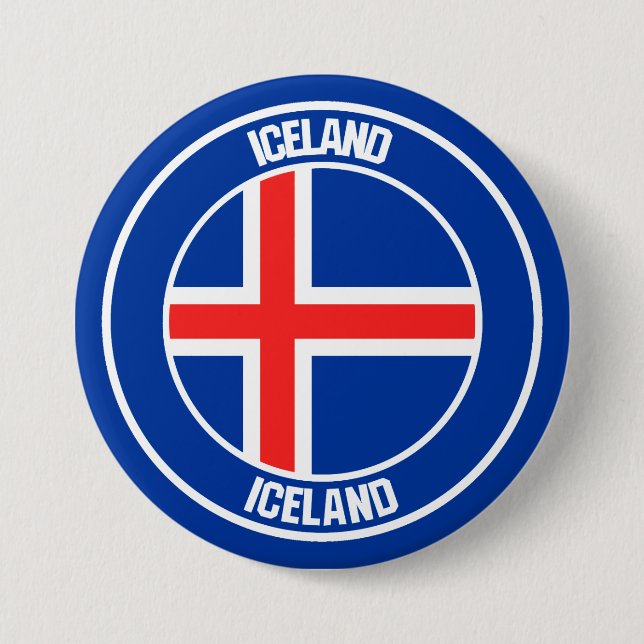 Iceland Round Emblem Button (Front)