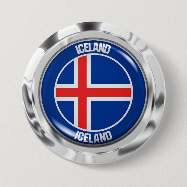 Iceland Round Emblem Button (Front)