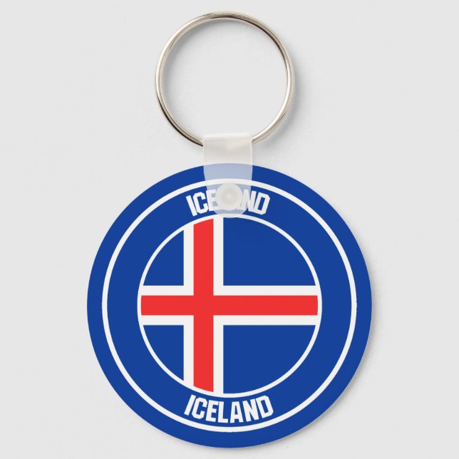 Iceland Round Emblem Keychain (Front)