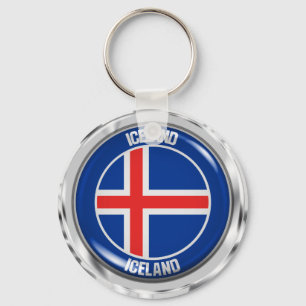 Iceland Round Emblem Keychain