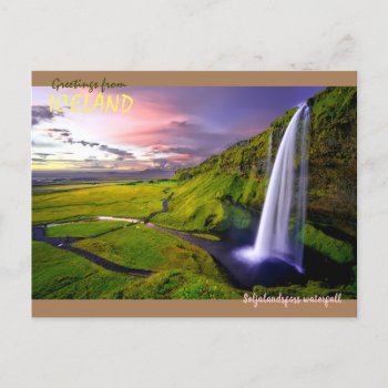 Iceland- Seljalandsfoss Waterfall  Postcard by storeman at Zazzle