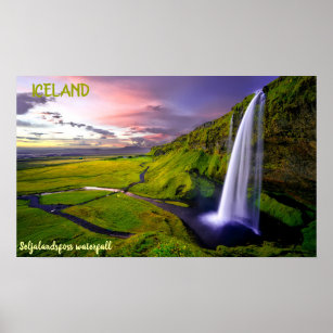 Iceland- Seljalandsfoss waterfall  Poster