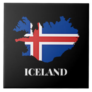 Iceland Silhouette, flag, Ceramic Tile