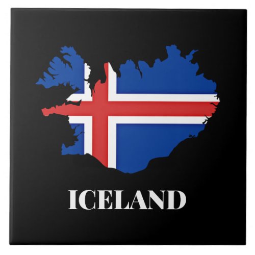 Iceland Silhouette flag Ceramic Tile