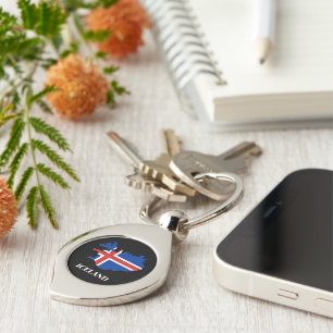 Iceland Silhouette, flag, Keychain