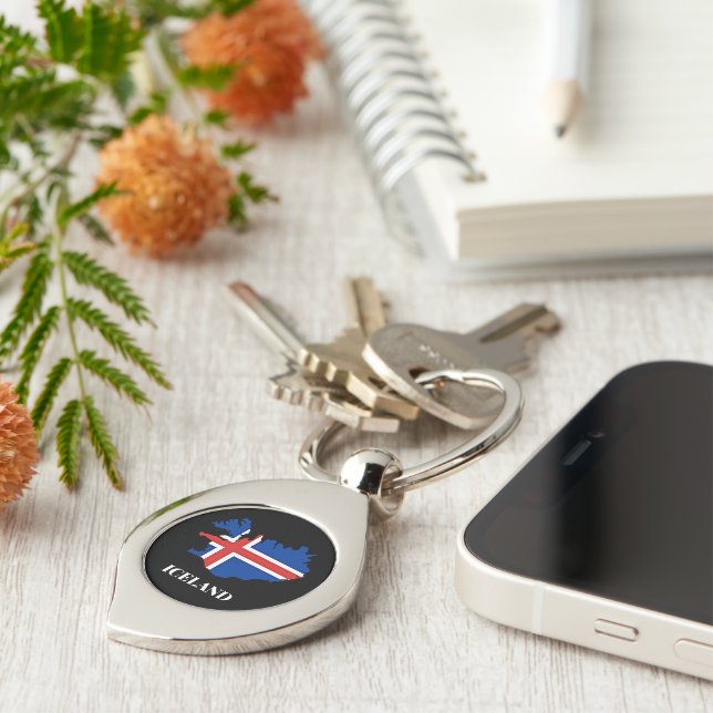 Iceland Silhouette, flag, Keychain (Side)