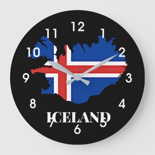 Iceland Silhouette flag Large Clock