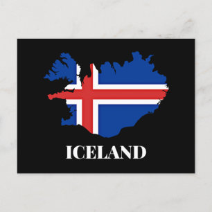 Iceland Silhouette, flag, Postcard