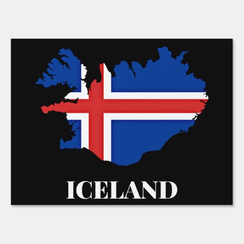 Iceland Silhouette flag Sign