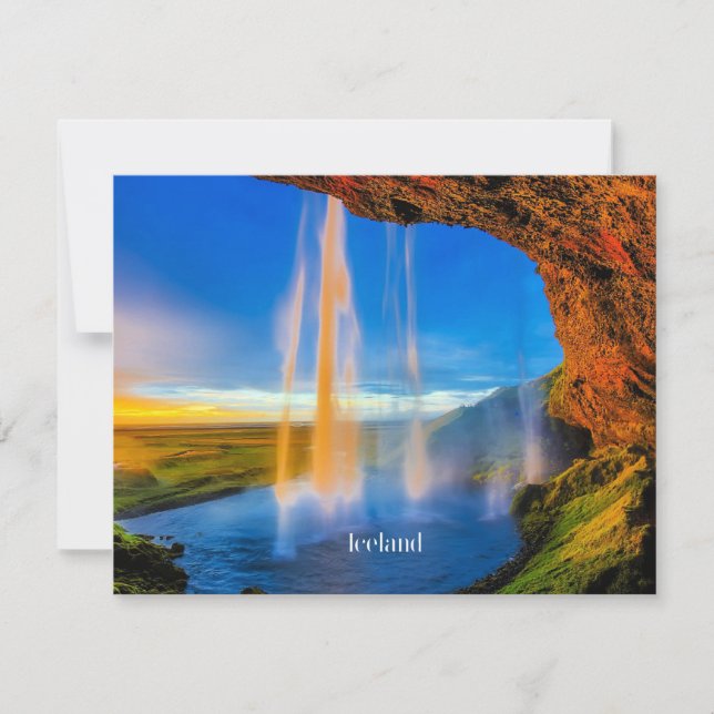 Iceland Skogafoss, beautiful landscape photograph Card (Front)