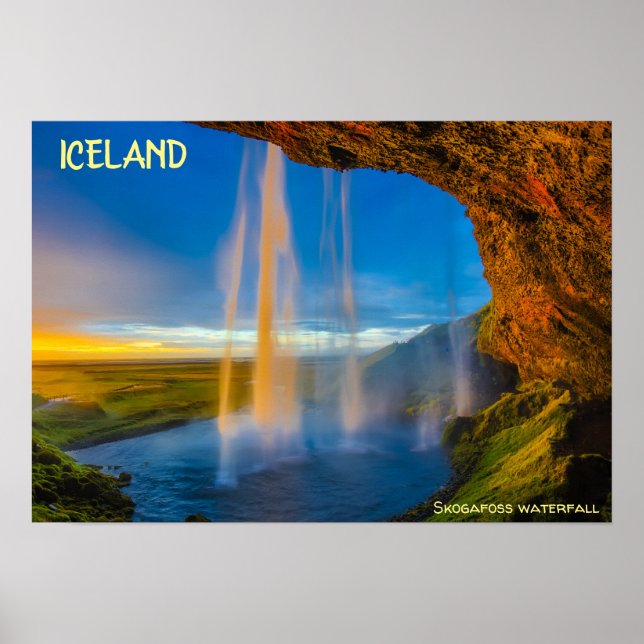 Iceland - Skogafoss waterfall Poster (Front)