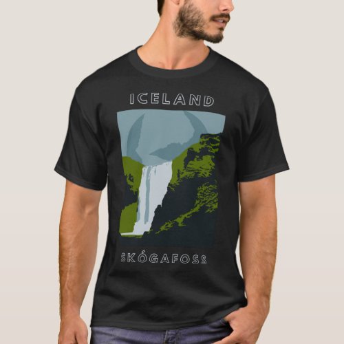 Iceland Skogafoss Waterfall Travel T_Shirt