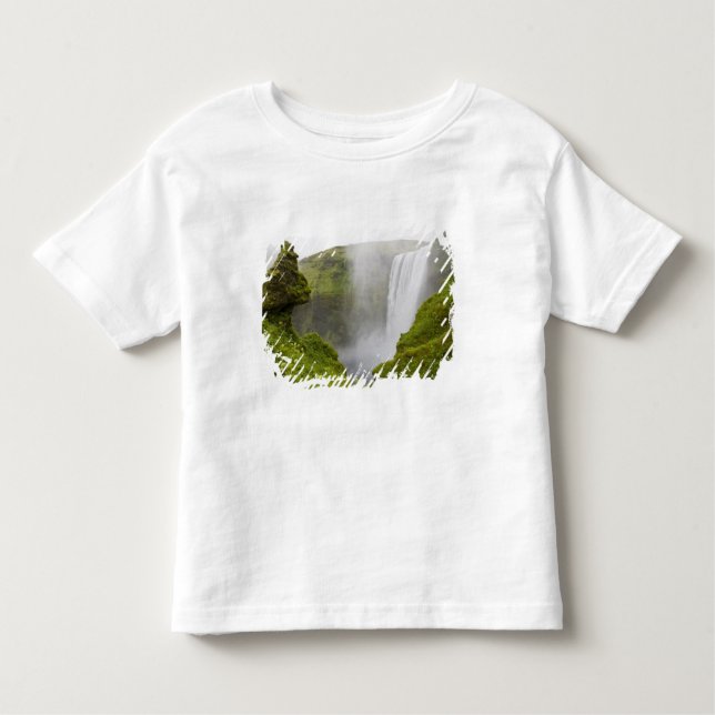 Iceland. Skogarfoss Waterfall plunges over a Toddler T-shirt (Front)