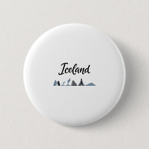 Iceland Skyline Travel Vacation Outfits Button