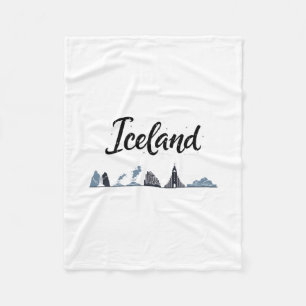 Iceland Skyline Travel Vacation Outfits  Fleece Blanket