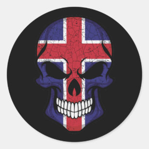 Iceland Smiling Skull Flag Classic Round Sticker