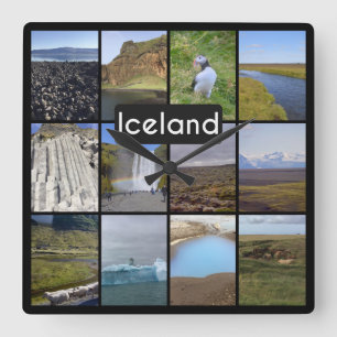 Iceland Summer Landscape Square Wall Clock