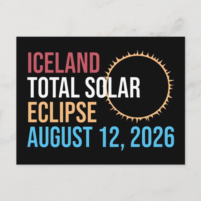 Iceland total solar eclipse august 12 2026 Mug Holiday Postcard (Front)
