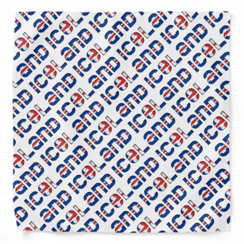 Iceland Typography Pattern Flag Colors Bandana