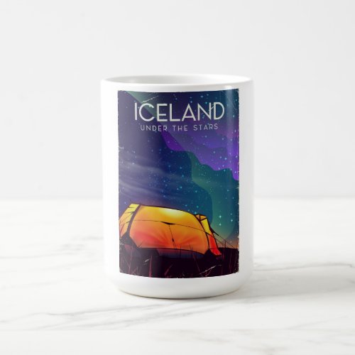 Iceland under the stars vintage travel poster magic mug
