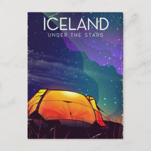 Iceland 'under the stars' vintage travel poster postcard
