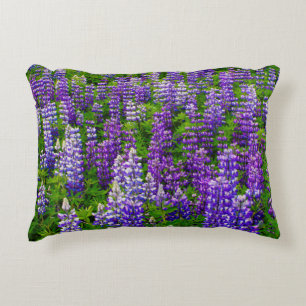 Iceland. Vik i Myrdal. Field of Lupines Accent Pillow