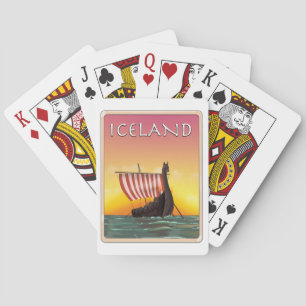 Iceland Viking Travel poster Poker Cards