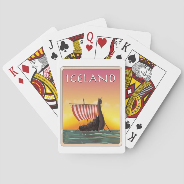 Iceland Viking Travel poster Poker Cards (Back)