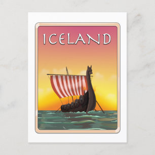 Iceland Viking Travel poster Postcard