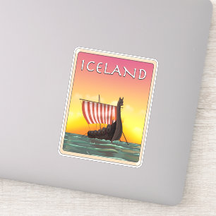 Iceland Viking Travel poster Sticker