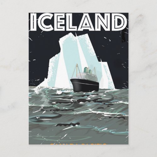 Iceland Vintage Poster Postcard
