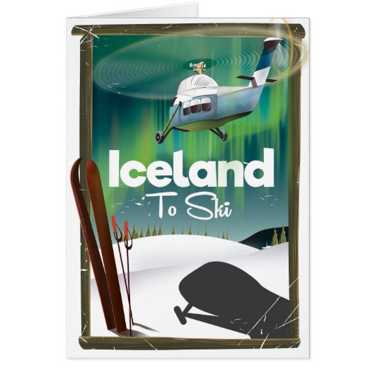 Iceland vintage ski poster cards (Front)