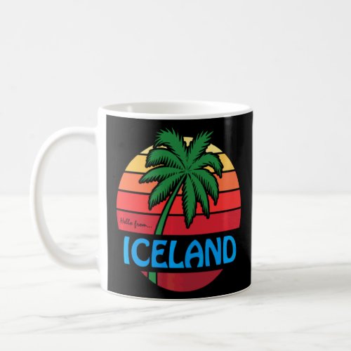 Iceland Vintage Summer Palm Tree Beach Souvenir  Coffee Mug