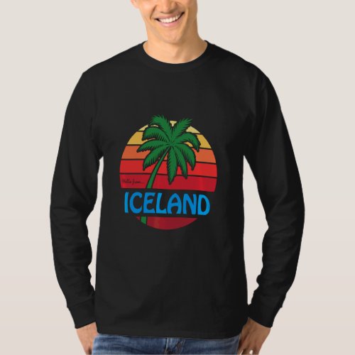 Iceland Vintage Summer Palm Tree Beach Souvenir  T_Shirt