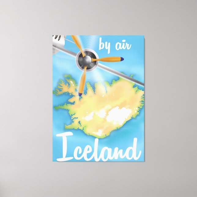 Iceland vintage travel flight poster canvas print (Front)