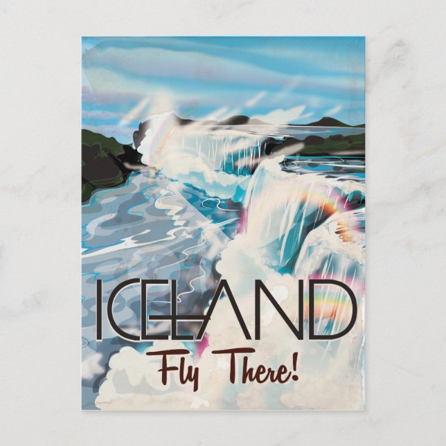 Iceland Vintage Travel Poster Postcard (Front)