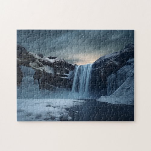 Iceland waterfall landscape jigsaw puzzle